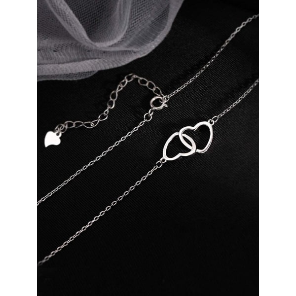 Interlock Heart Silver Hänge Halsband Dainty Infinity Eternity Kärlek Choker Halsband Söta Initial Hjärta Justerbar Flickvän Halsband Present