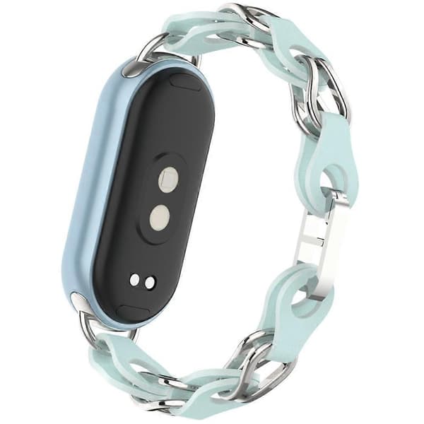 Til Xiaomi Mi Band 9/Smart Band 8 Urremode Hul Zinklegering+Læderkæde Rem Multicolor Style D