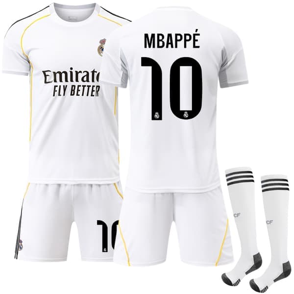 Real Madrid 2025-2026 kotipaita lapsille ja aikuisille - Mbappé 10[JUN] 20 20 No. 10 Mbappe