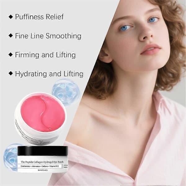 60 st peptidkollagen hydrogel ögonmask, anti-aging ögonlappar för mörka ringar