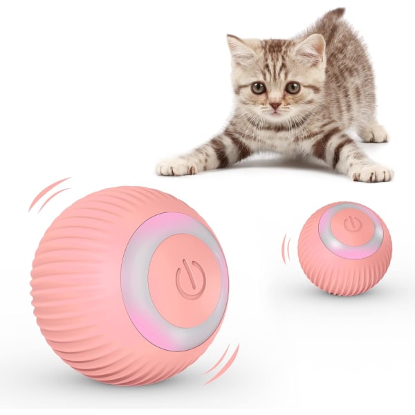 Cat Ball Interaktiiviset kissanlelut sisäkissoille Kissan lelut kellohöyhenellä sisäänrakennettu kissanminttu, USB ladattava automaattinen 360° pyörivä kissanlelupallo