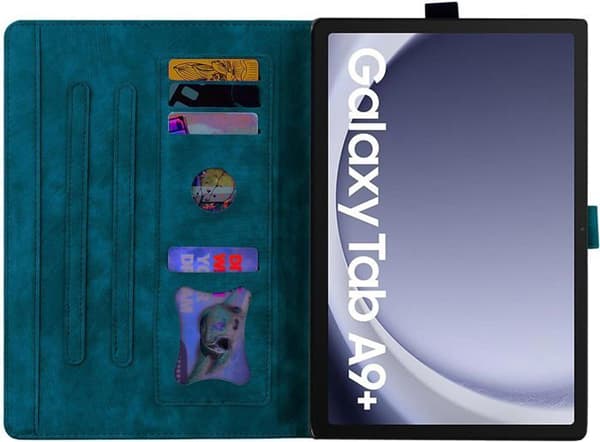 Fodral för Galaxy Tab A9+/A9 Plus 11 tum 2023 PU-läder surfplattefodral skyddsfodral för Samsung Galaxy Tab A9+ 2023 Blå