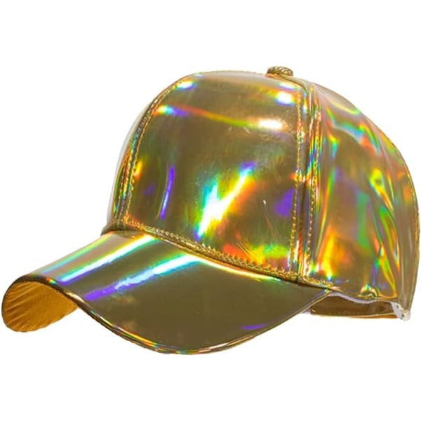 Dam Sommar Casual Multicolor Baseball Cap PU Läderhatt Visors Caps(Guld)