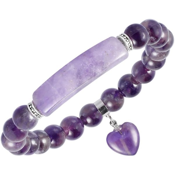 Helbredende stenarmbånd 8 mm perler Chakra krystal energi hjerte charm armbånd håndlavede smykker til kvinder