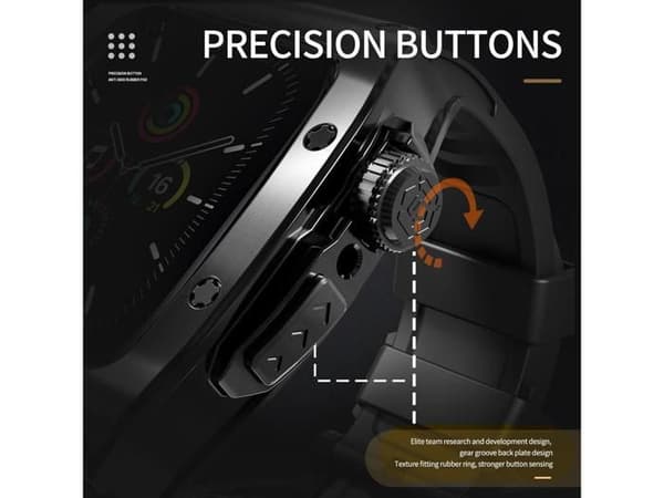 Mod Kit rustfritt stål-etui for Apple Watch 45mm/44mm, erstatningsrem for iWatch Series 4/5/6/7/8/9/SE/SE2