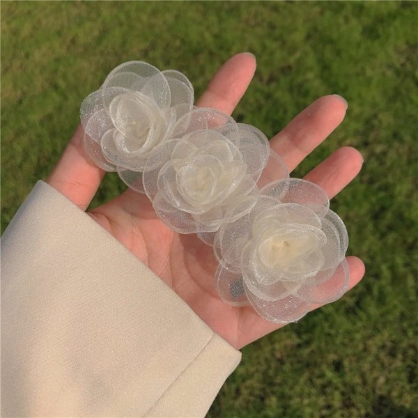 Hårklämmor, vita blomklämmor, 1 st elegant handgjord modehuvudbonad bröllopsstylingverktyg