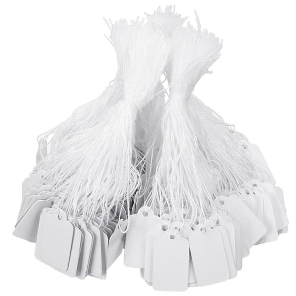 100-pack pappersetiketter / prisetiketter med snöre Vit 2,4 x 1,4 cm 2.4 x 1.4 cm