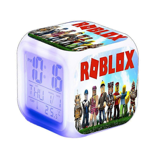 Roblox Print Digital Vækkeur 7 Farveskiftende Spil Natlys LED Display Sengebordsuret Ornament Hjem Decor Børns Legetøj Gaver B