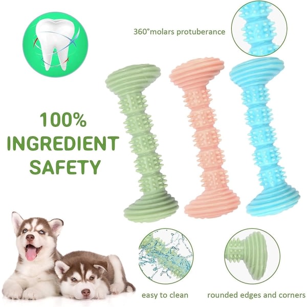 Koiran purulelu, koiran hammasharja, koiranpentu lelu, luonnonkumi koiran lelut, myrkytön, puremisenkestävä puhdistaa hampaat pennuille tai kissanpennuille 3 kpl.