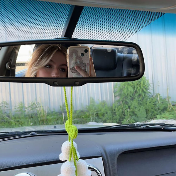 Lily of the Valley Blomster Biltilbehør Spejl Hængende Charm Frugtdekor Teenagere Interiør Bakspejl Til Kvinder