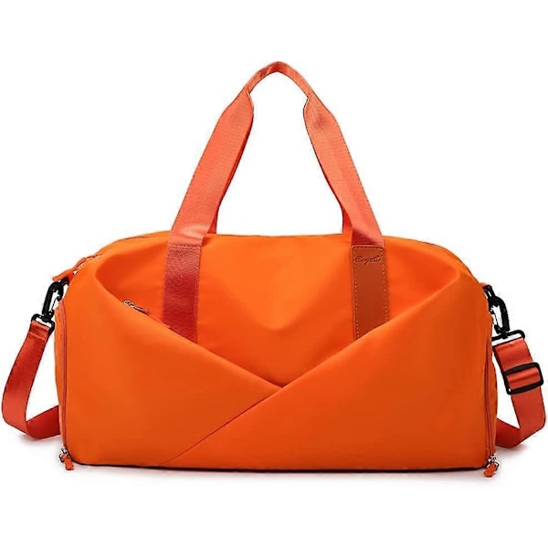 Gymnastiktaske til kvinder, lille rejsetaske med skorum, duffelbag til sport, weekend, yoga, svømning, sort-S Orange L
