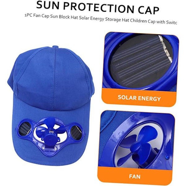 Børne kasket sommerartikler solblok hat sol opbevaring hat sommerhat sol opbevaring kasket energilagring hat ventilator hat Blue