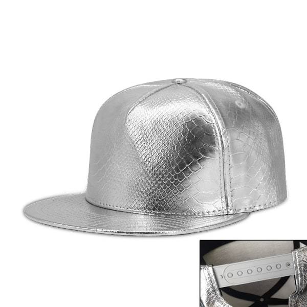 Unisex Snapback Caps Justerbar Flat Brim Hip Hop Cap (Sølv)