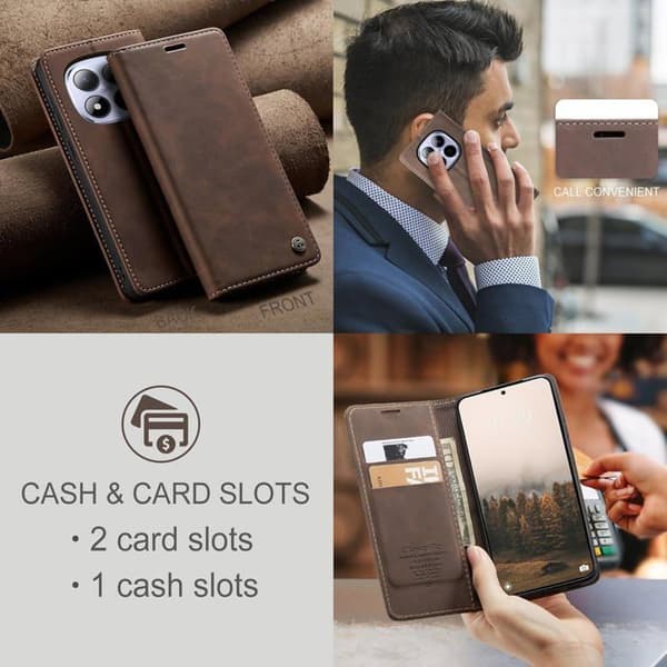 Fodral för Xiaomi Redmi Note 15 Pro 5G, Premium PU-läder skyddsfodral, Plånboksfodral [J977]