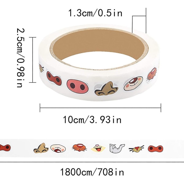 4000 stk selvklebende tegneserieklistremerker - 4 ruller | fargerike øyne, svarte øyne, nese, munn