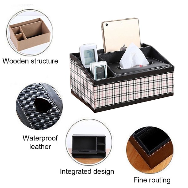 Multifunktionell läder Tissue Box Soffbord Desktop Fjärrkontroll Förvaringsbox style4