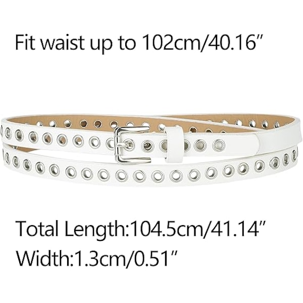 Grommetbälte Läder Skinny Plus Size Midjebälten för Kvinnor Punk Rock Stil