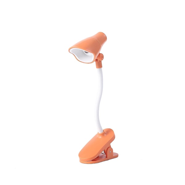 Skrivebordslampe, 360 graders rotasjon, klips-på-lampe, bærbar leselampe, klemme på skrivebord/bord/køyeseng/skap, hjemmebelysning Orange A