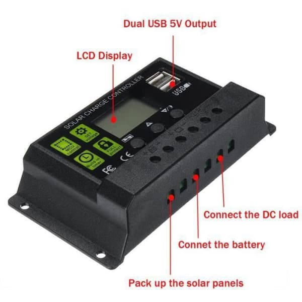30A 12V/24V AUTO LCD PWM -aurinkopaneelin lataussäädin