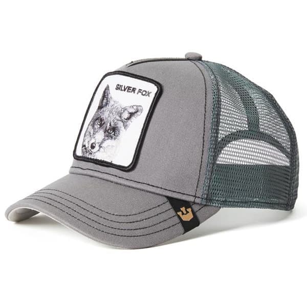 Trucker-kasket i mesh med broderet dyredesign, grå ræv Gray Fox