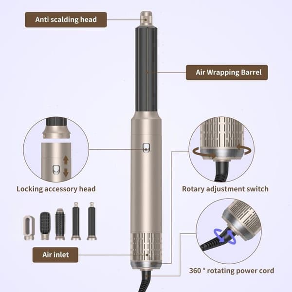 Hårbørste - LIZEALUCKY - Air Curler - 1000 W - 6-i-1 - Luftioniseringsapparat