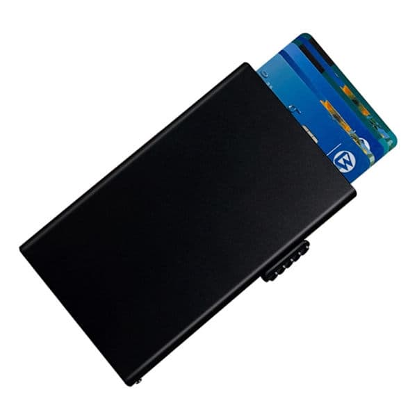 RFID-skyddad ID-kortsfodral Kreditkortshållare Pop Up Svart