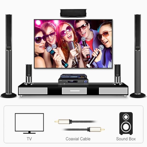Koaksiaalinen digitaalinen äänikaapeli kullattu ja punottu subwoofer-kaapeli RCA uros-uros HiFi SPDIF stereoäänikaapeli <=0.5m