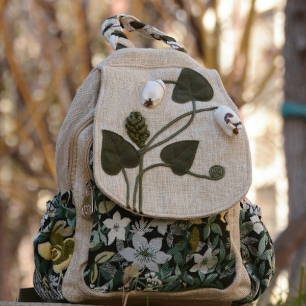 Piger Konvertibel Sling Taske, Håndlavet Kunstig Rygsæk, Smuk Canvas Premium Casual Daypack til Kvinder