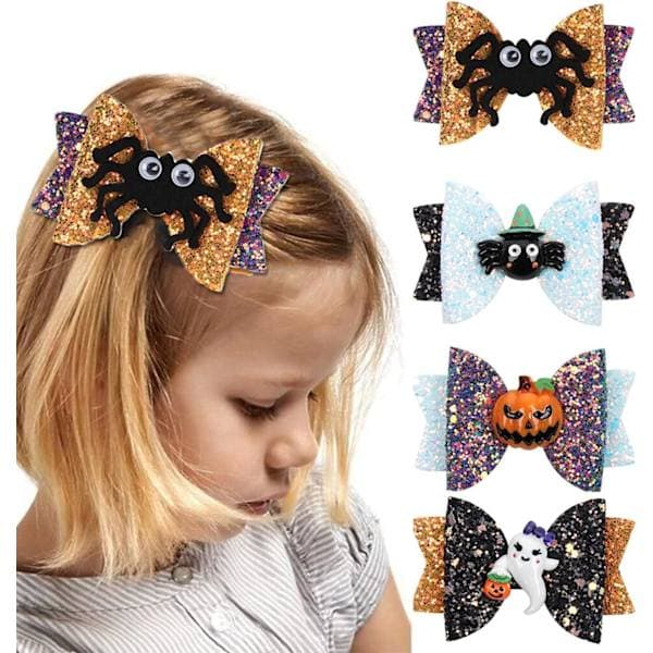 Halloween hårspännen flickor, halloween accessoarer fladdermus pumpa dödskalle
