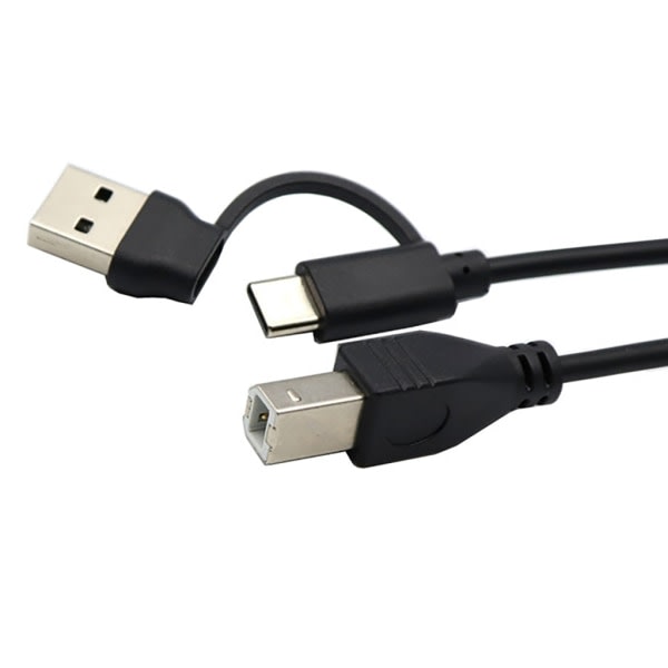 Universal USB +TYPE C han til USB Type B han kabel til telefon, printer, scanner