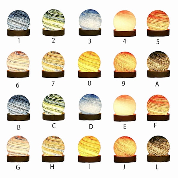 Bästa rabatt-3D Kristallkula Måne Planet Glob Bordslampa USB LED Nattlampa Heminredning Gåva Without battery 1