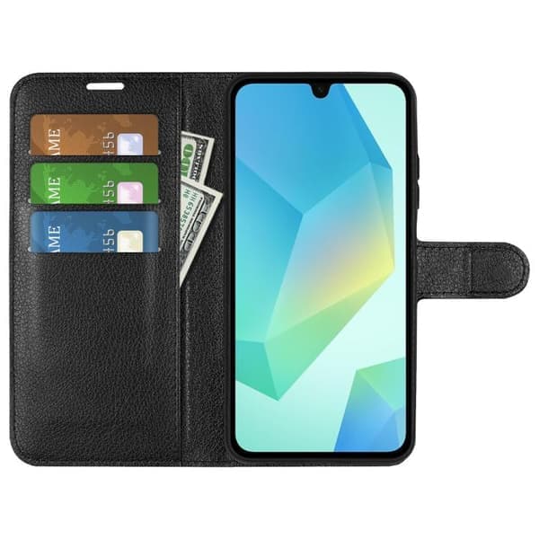 Litchi tekstur telefonveske til Samsung Galaxy A17 5G[JUN] Svart