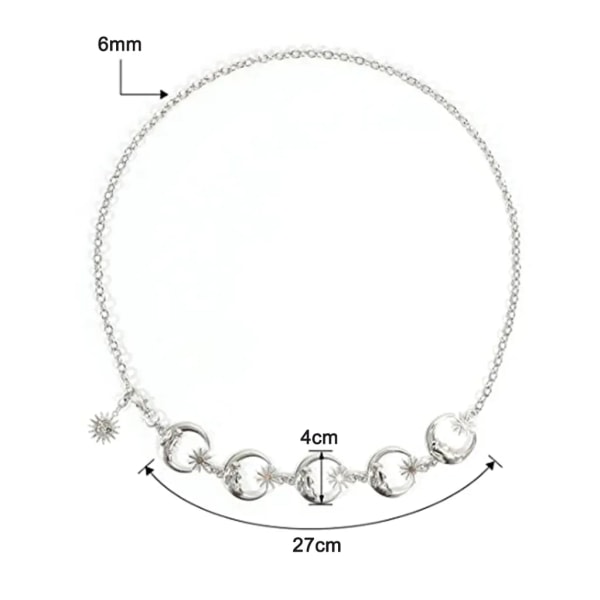 Moon Belt Chain - Metal taljekæde - Jeanskæde - Fashion Body smykker - Velegnet til kvinder og piger - Farve: Guld - One Size Passer mest
