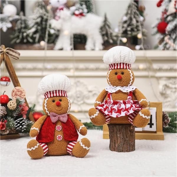 Julepynt, tegneserie-sittende pepperkakemann-figurer, kontordekorasjon for menn