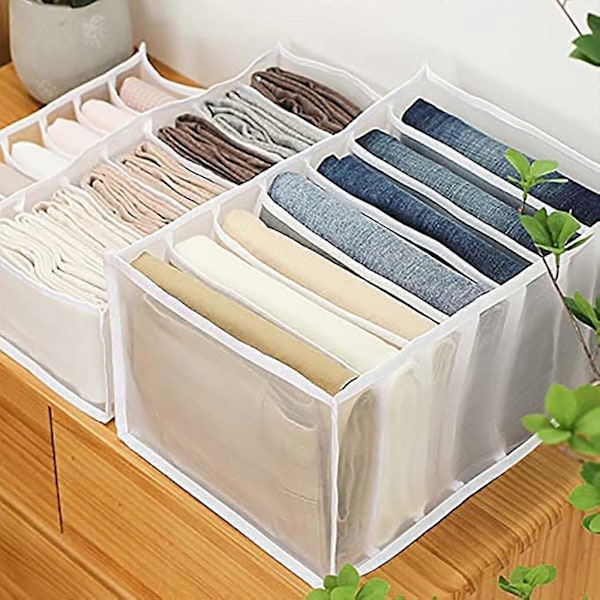 2 stk 7 Rum Vaskbar Garderobe Tøj Organizer Jeans Leggings Opbevaring