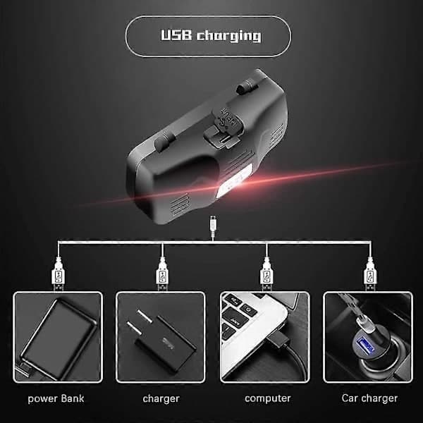 Grønn hodelykt med nattsyn, ultra-sterk hvit grønn hodelykt USB oppladbar LED hodelykt