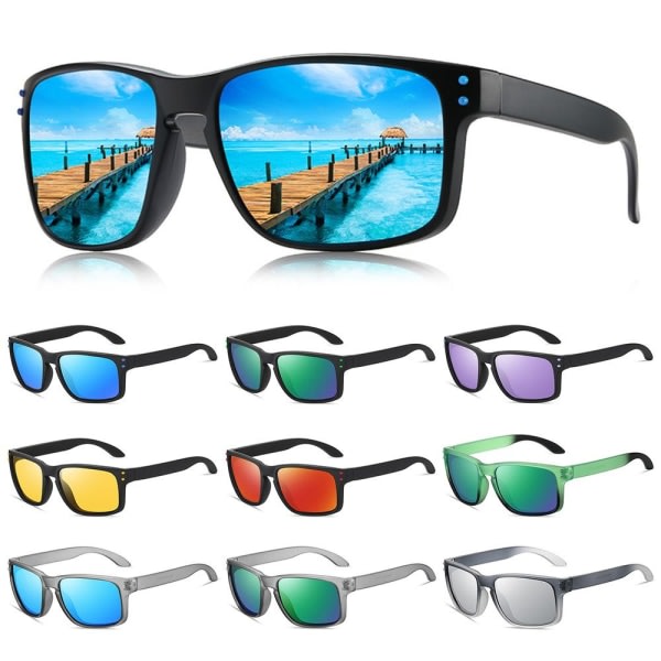 Polariserte solbriller TR90 Sportskjøring Fiske Solbriller UV400 Beskyttelse Svart-Blå Grønn Black-Blue Green