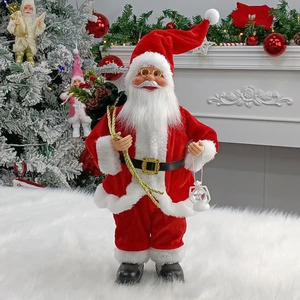Jultomtefigur - 32 cm - Röd - Polyester - Inomhusdekoration