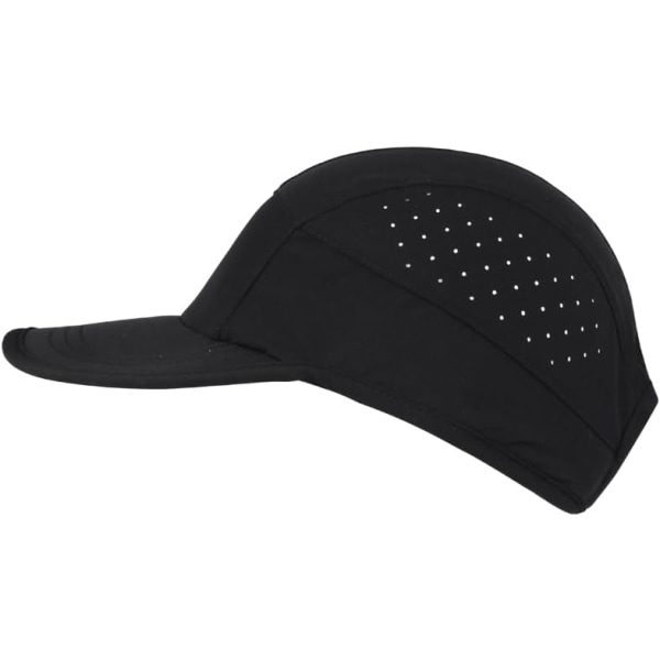 Unisex Myk Bred Kantsportscaps for Løping, Hurtigtørkende Kule Sportscaps, Lett Stretch Nylon Baseballcaps UPF50+ black