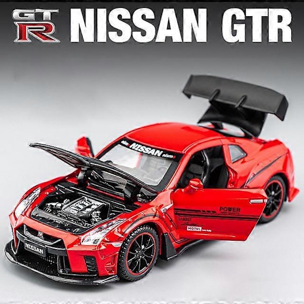 1:32 GTR R35 Superauto Alloy-leluauto Metallikokoelmamalliauto Ääni- ja valolelut Lapsille Red