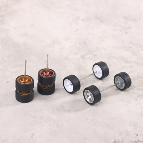 1 sæt 1:64 bilhjul til Hotwheel gummidæk med hjulaksel Mo Grå onesize Gray