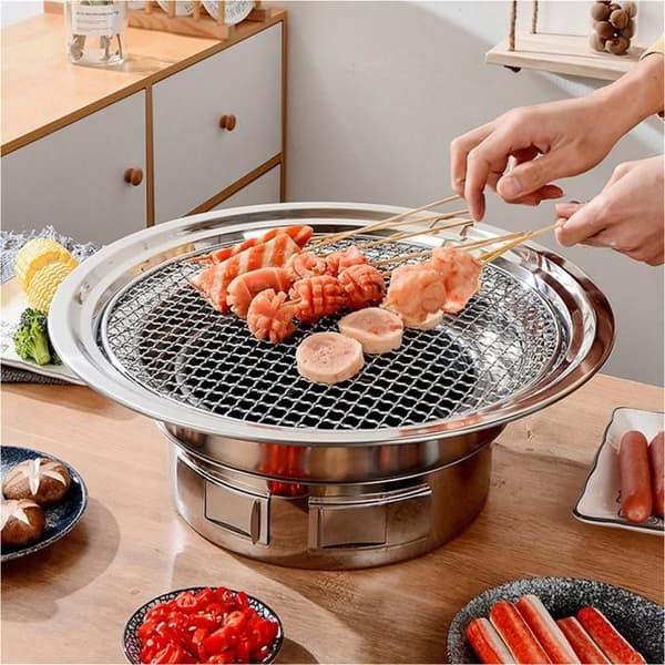 13-tums multifunktionell koreansk kolgrill, bärbar kolspis för camping och picknick