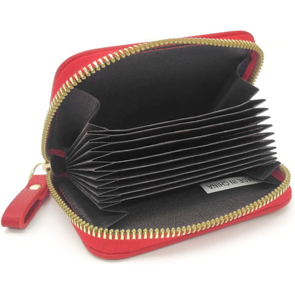 Kvinde Kreditkort Holder, Lille RFID Blokering Damepung med Rustfrit Stål Lynlås Læder Accordion Pink Punge Etui til Kvinder ID Kompakt 6