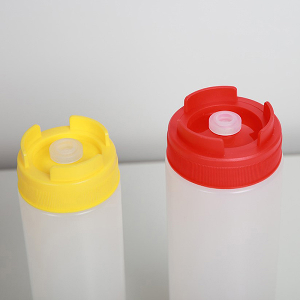 Plast Såsflaskor Dubbelhuvud Flaskor Tomatdispenser Stor Röd 720ML Red 24oz720ML