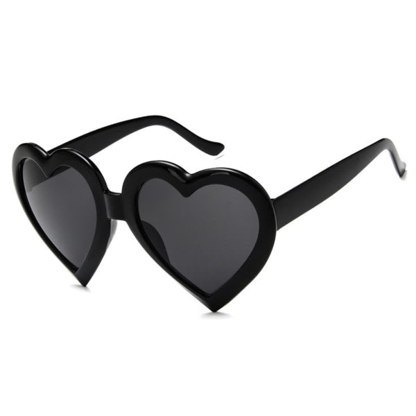 Svarta hjärtformade solglasögon mörkt glas svart