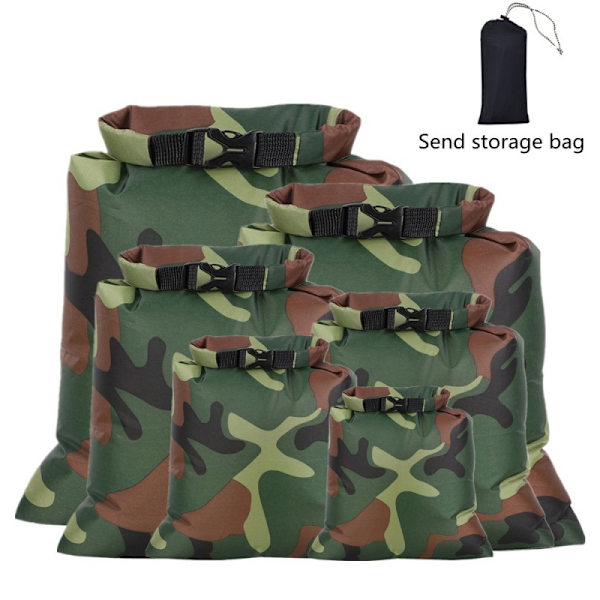 Vattentät torrsäck set 6 st, för kajakpaddling forsränning båtliv vandring camping resor backpacking Military green camouflage