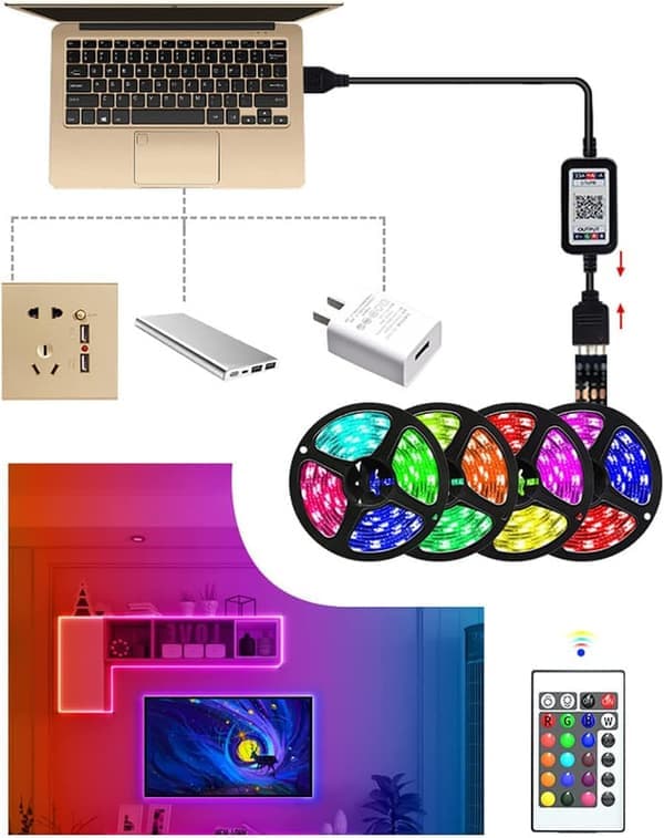 XJ-RGB LED-stripe USB 5m LED-stripe LED-dekorasjon