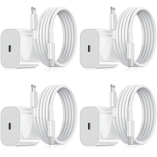 iPhone-lader - Hurtiglader - Adapter + Kabel 20W USB-C Hvit 4-pakning iPhone（NT） 4-pakning iPhone 4-pakning iPhone 4-Pack iPhone