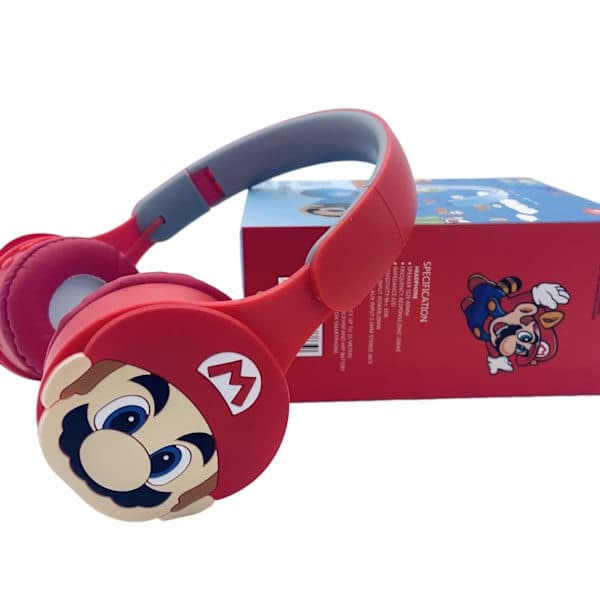 Trådløse Bluetooth-hovedtelefoner til børn - Super Mario-tema, justerbart headset til alderen 3-7 år, behagelige til spil og musik