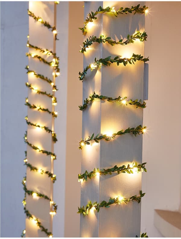 Udendørs solcellelamper i rattan, realistiske plantformede lamper, dekorative LED-lamper til bryllupper, jul og terrasser (10m, 100 LED).